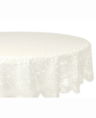 Vintage Polyester Lace Tablecloth 63" Round