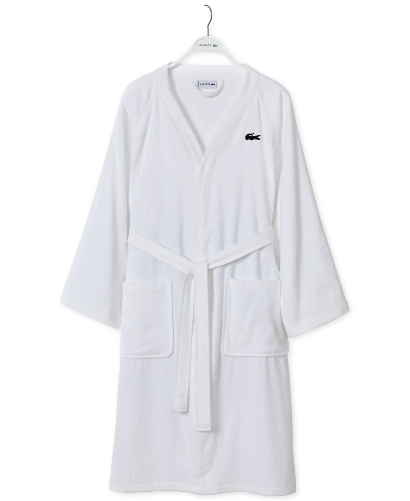 Lacoste Home Logo Patch 100% Cotton Pique Bath Robe