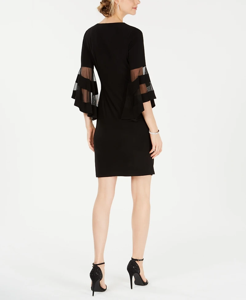 R & M Richards Rhinestone Faux-Wrap Dress