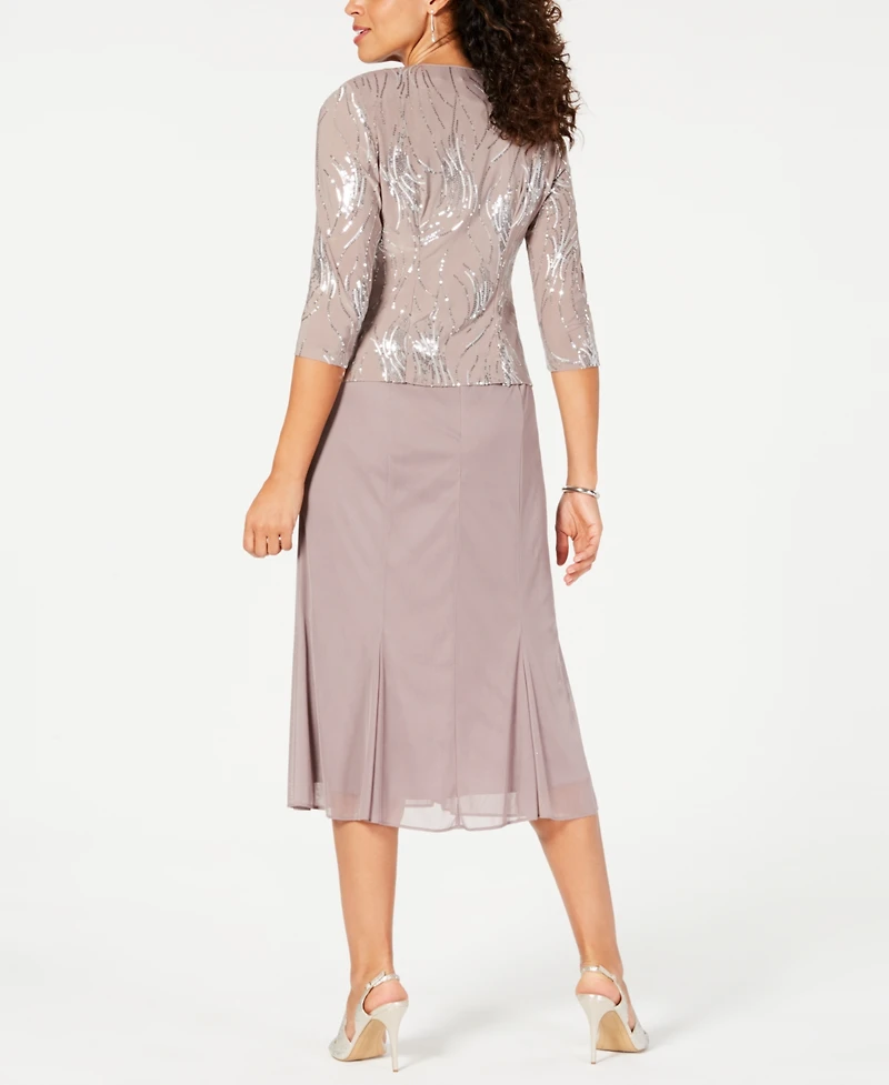 Alex Evenings Petite Sequined A-Line Midi Dress and Jacket