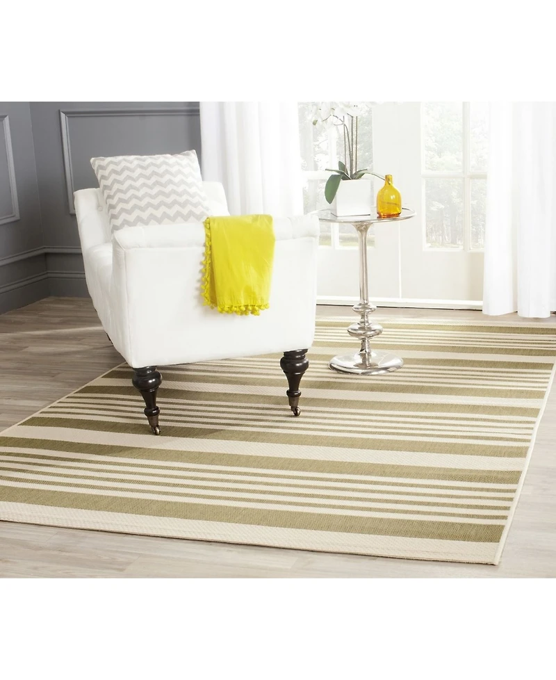 Safavieh Courtyard CY6062 Green and Beige 5'3" x 7'7" Sisal Weave Outdoor Area Rug