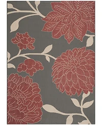 Safavieh Courtyard CY7321 Anthracite and Red 5'3" x 7'7" Sisal Weave Outdoor Area Rug