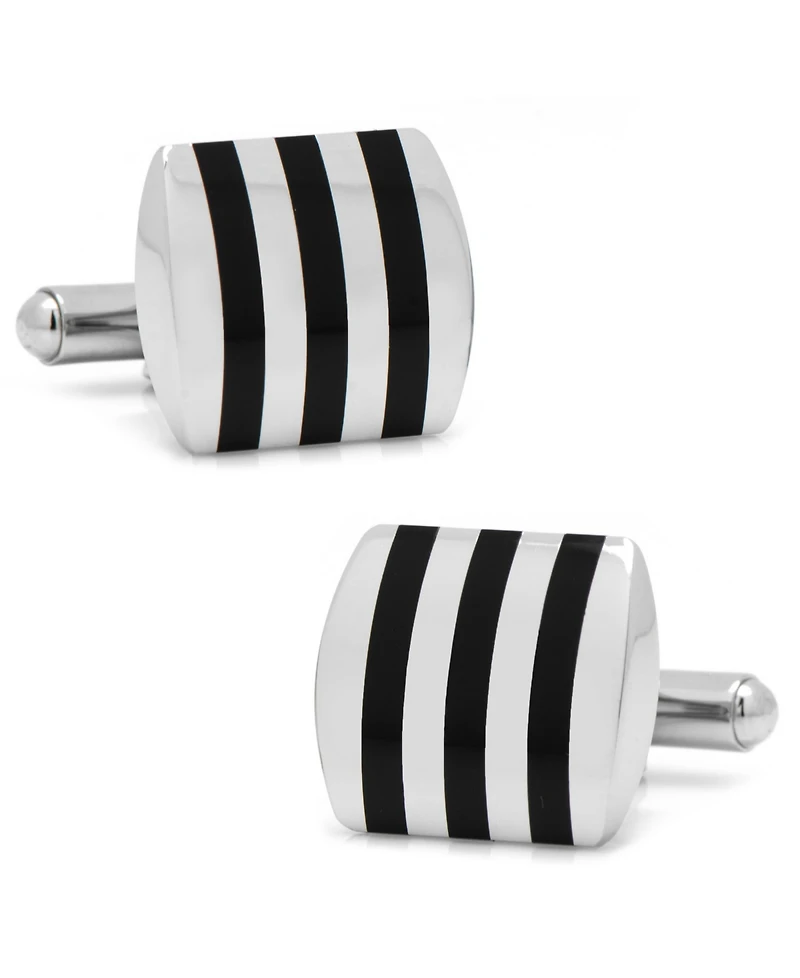 Stainless Steel Striped Onyx Cufflinks