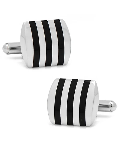 Stainless Steel Striped Onyx Cufflinks