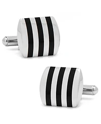 Stainless Steel Striped Onyx Cufflinks