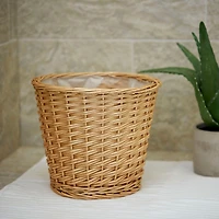 Household Essentials Wicker Waste Basket, Willow Weave Painted Includes Plastic Liner