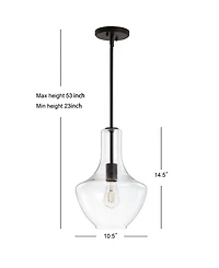 Jonathan Y Watts Glass/Metal Led Pendant