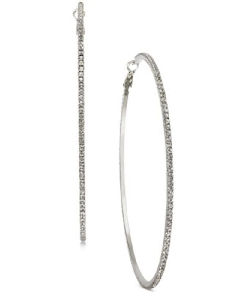 Inc International Concepts Pave Hoop 2 3 1 2 Earrings In Gold Or Silver Created For Macys