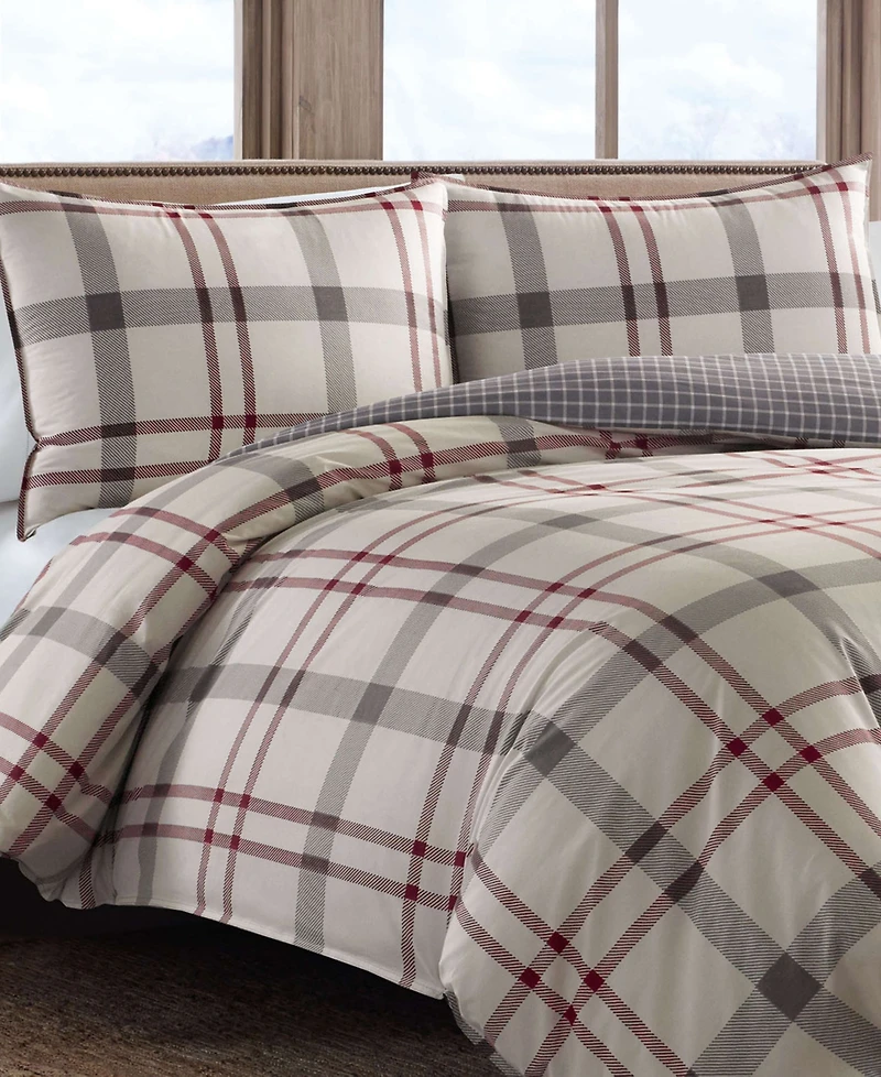 Closeout! Eddie Bauer Portage Bay Cotton Reversible 3 Piece Comforter Set, King