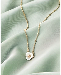 lonna & lilly Gold-Tone Crystal & Imitation Mother-of-Pearl Flower Pendant Necklace, 16" + 3" extender
