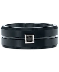 Triton Men's Black Tungsten Ring, Diamond Wedding Band (1/10 ct. t.w.)