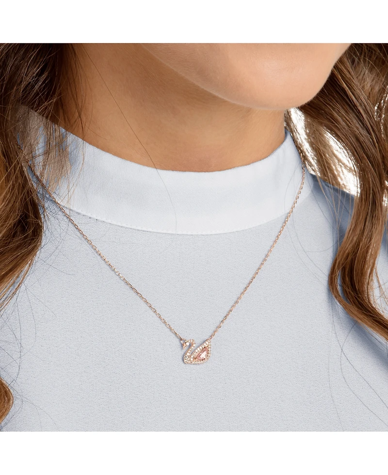 Swarovski Rose Gold-Tone Crystal Swan Pendant Necklace, 14-7/8" + 2" extender