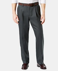 Dockers Men's Signature Lux Cotton Relaxed Fit Pleated Creased Stretch Khaki Pants