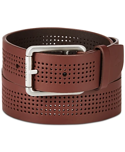 Lacoste Men's Harness Buckle Perforated Leather Belt