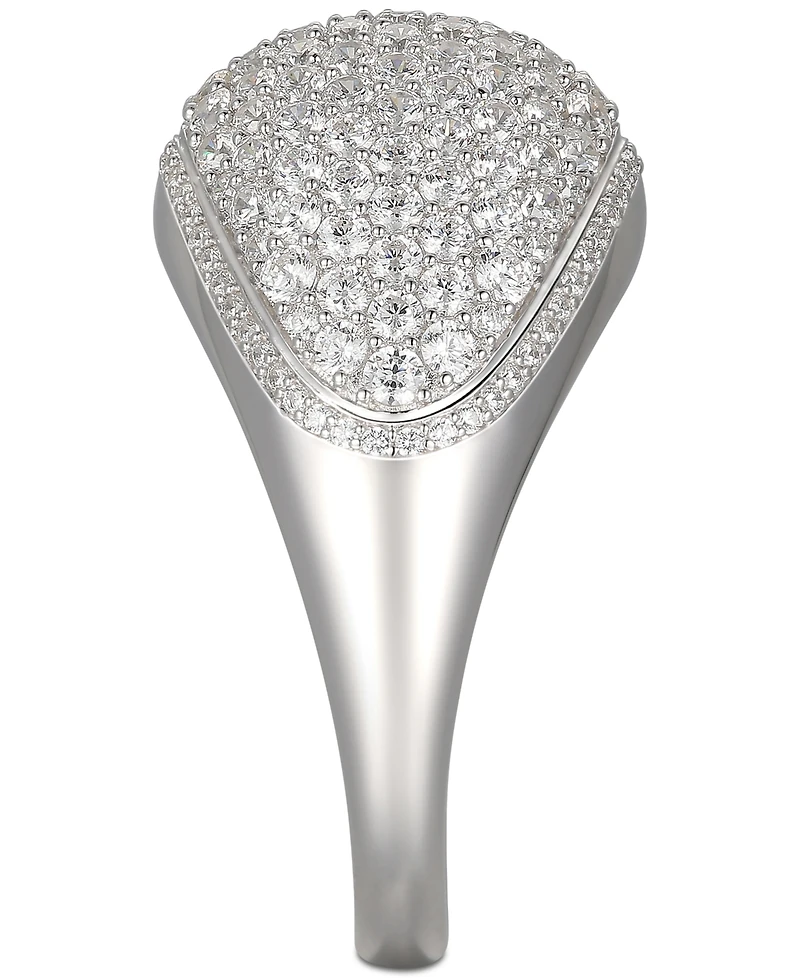 Cubic Zirconia Pave Dome Ring Sterling Silver