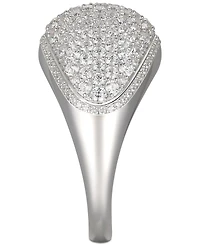 Cubic Zirconia Pave Dome Ring Sterling Silver