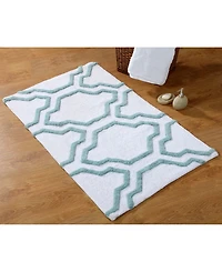 Saffron Fabs Quatrefoil Non-Skid Cotton Bath Rug, 24" x 36"