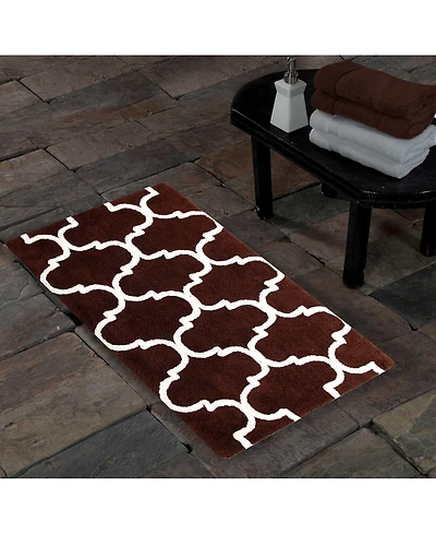 Saffron Fabs Geometric Non-Skid Cotton Bath Rug
