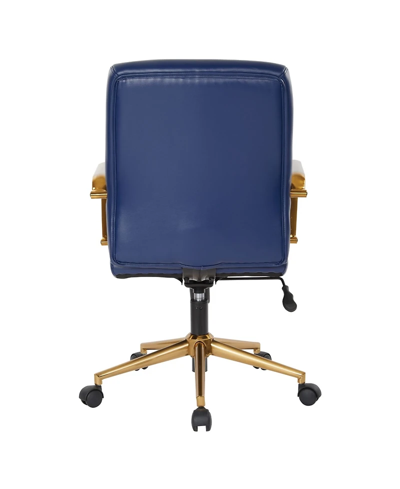 Mid-back Faux Leather Chair with Arms and Base