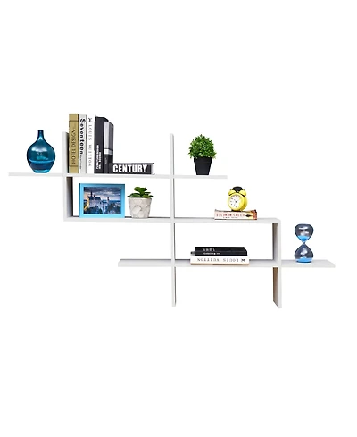 Danya B. 3-Tier Wall Mount Shelf with Criss Cross Asymmetrical Design
