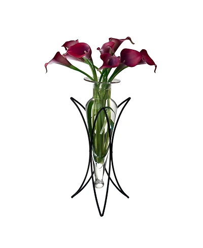 Danya B. Clear Amphora Vase on Half Moon Metal Stand