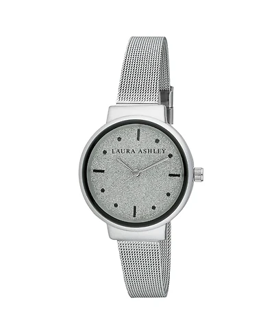 Laura Ashley Spray Silver Mesh Powered Glitz Dial Watch