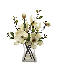 Nearly Natural Magnolia Arrangement with Vase
