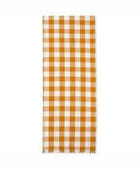 Pumpkin Spice Heavyweight Check Fringed Table Runner 14" X 108"
