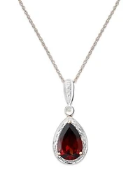 Diamond Accented Semi Precious Pendant Necklace In 14k White Yellow Or Rose Gold