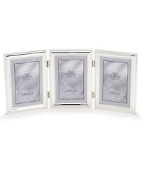Lawrence Frames Hinged Triple Metal Picture Frame Silver-Plate with Delicate Beading - 5" x 7"