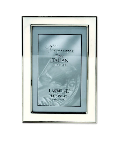 Lawrence Frames Silver Plated Metal with White Enamel Picture Frame
