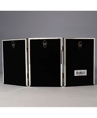 Lawrence Frames Polished Silver Plate Hinged Triple Picture Frame - Bead Border Design