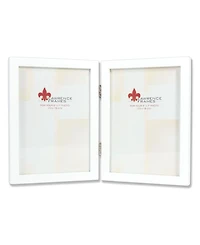 Lawrence Frames Hinged Double White Wood Picture Frame - Gallery Collection - 5" x 7"