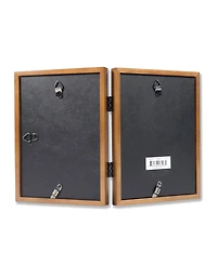 Lawrence Frames 766057D Nutmeg Wood Hinged Double Picture Frame - 5" x 7"