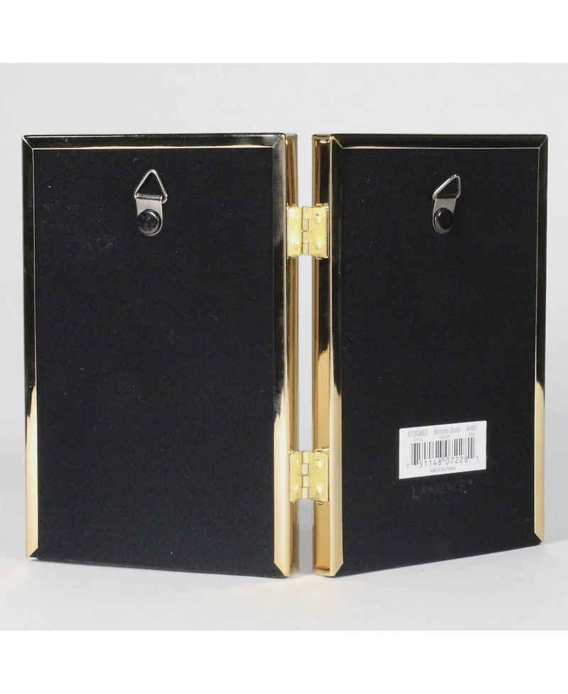 Lawrence Frames Hinged Double Simply Gold Metal Picture Frame
