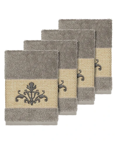 Linum Home Turkish Cotton Scarlet 4-Pc. Embellished Washcloth Set