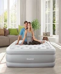 Beautyrest 18" Queen Sky Rise Raised Adjustable Comfort Coil Top Airbed with Express Pump