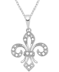 Diamond Fleur-de-Lis 18" Pendant Necklace (1/10 ct. t.w.) in Sterling Silver