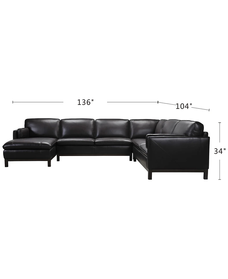 Closeout! Virton 136" 4-Pc. Leather Chaise Sectional Sofa, Created for Macy's