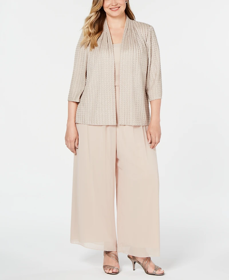 Alex Evenings Plus Size Wide-Leg Chiffon Pants
