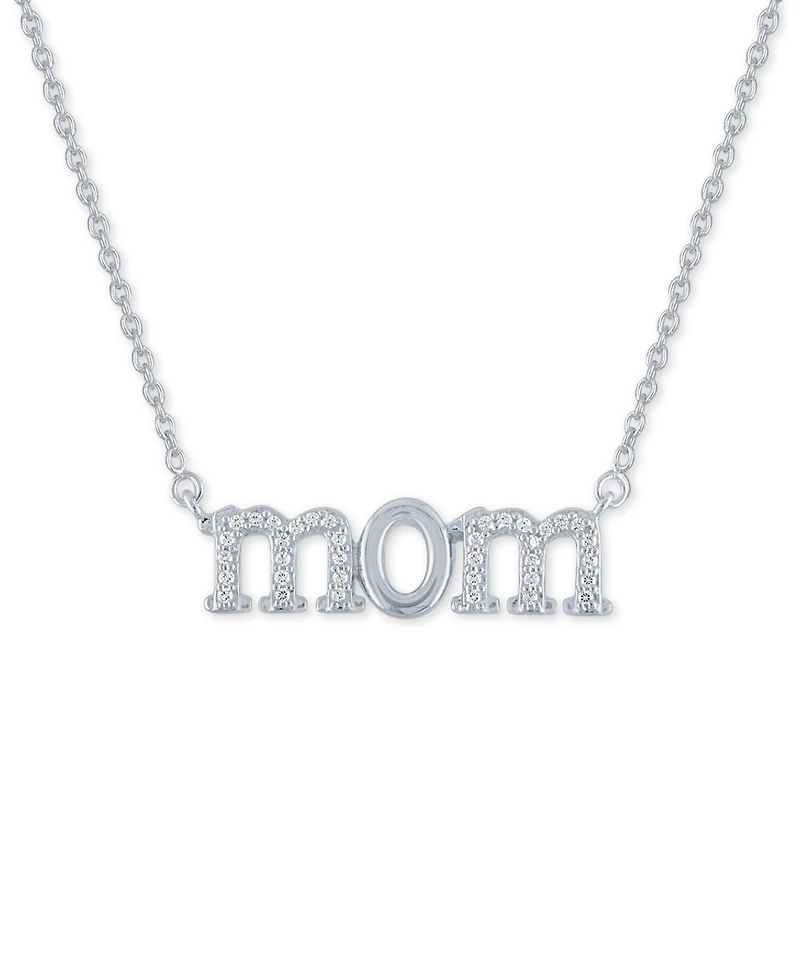 Diamond "Mom" 18" Pendant Necklace (1/10 ct. t.w.) in Sterling Silver