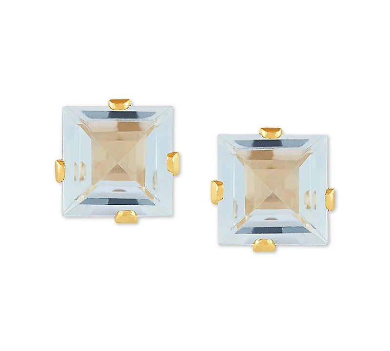 Aquamarine Square Stud Earrings (1 ct. t.w.) in 14k Gold