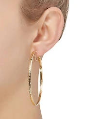 Italian Gold Round Hoop Earrings in 14k Gold, 60mm