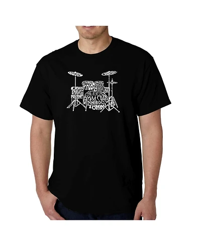 La Pop Art Mens Word T-Shirt - Drums