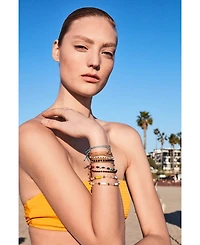 Unwritten Blue Stone Crystal Tree Bolo Bracelet in Gold-Tone Plated and Silver Plated