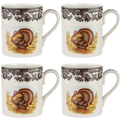 Spode Woodland Turkey Mugs, Set of 4
