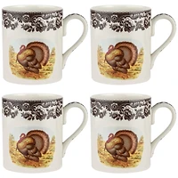 Spode Woodland Turkey Mugs, Set of 4