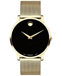 Movado Men's Swiss Museum Gold-Tone Pvd Stainless Steel Mesh Bracelet Watch 40mm