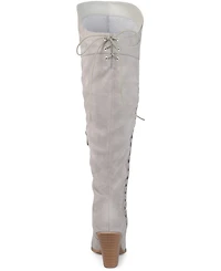 Journee Collection Women's Spritz Lace Up Over The Knee Boots