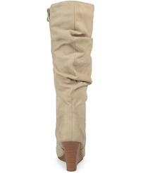 Journee Collection Women's Haze Wide Calf Rouched Knee High Wedge Boots
